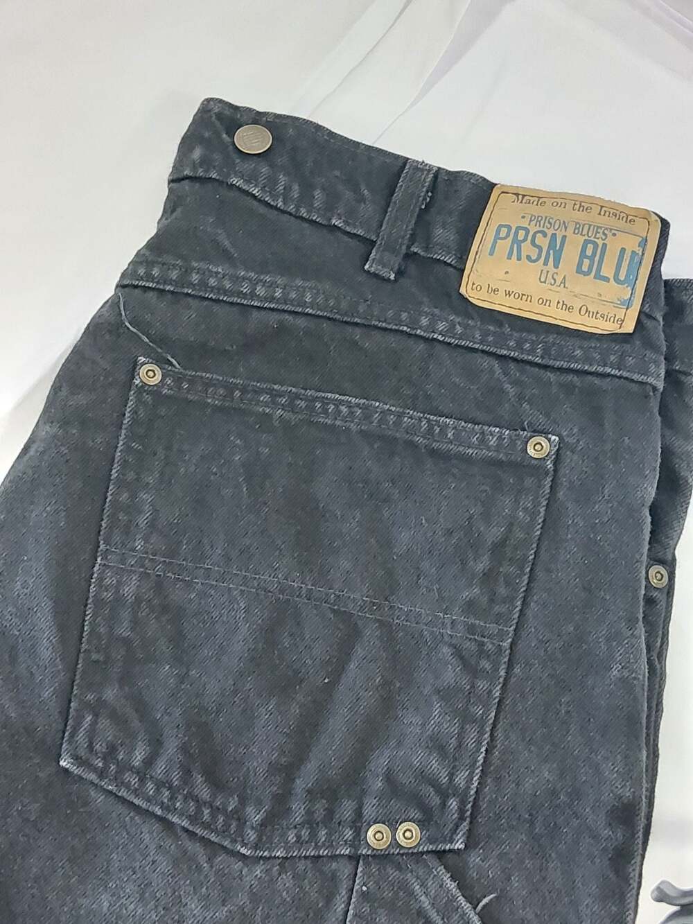 Prison Blues Black Denim Made By Real Inmates USA Work Jeans Mens 38x34